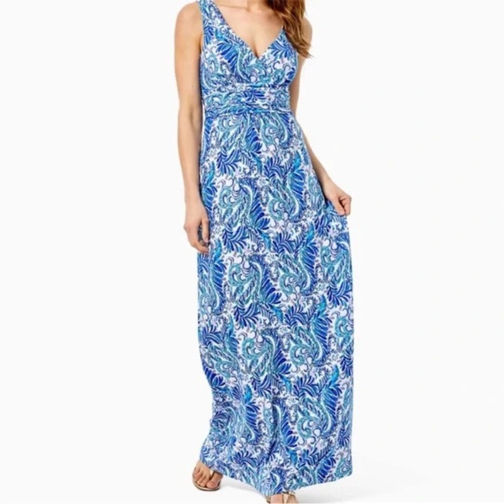 Lilly Pulitzer Sloane Maxi Dress Baha Blue Bird Is The Word M